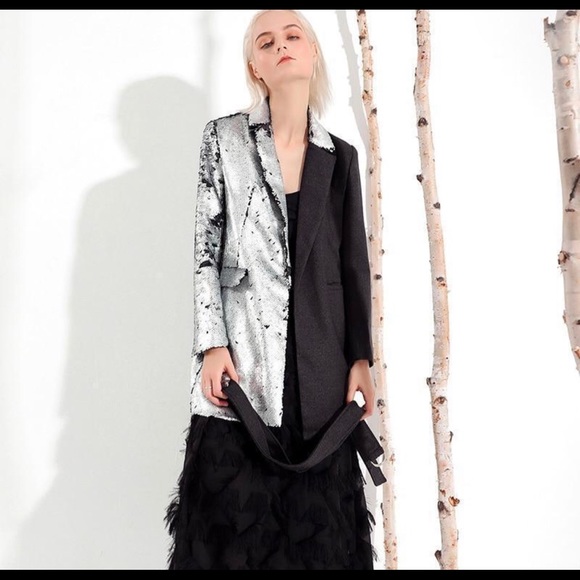 Marigold Shadows Hisano Sequins Split Bandage Coat - Picture 1 of 6